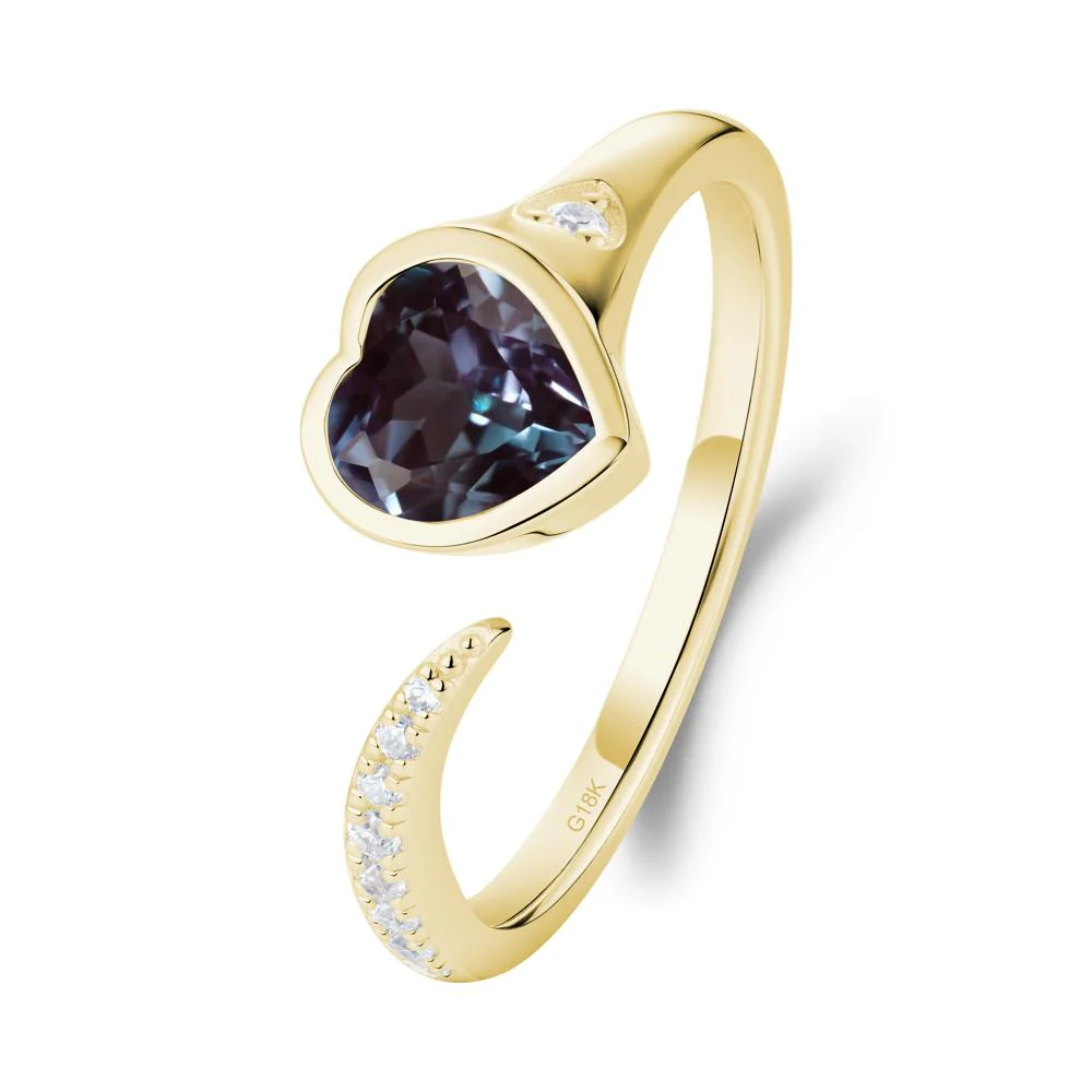Heart Alexandrite Open Wrap Ring - Image 6