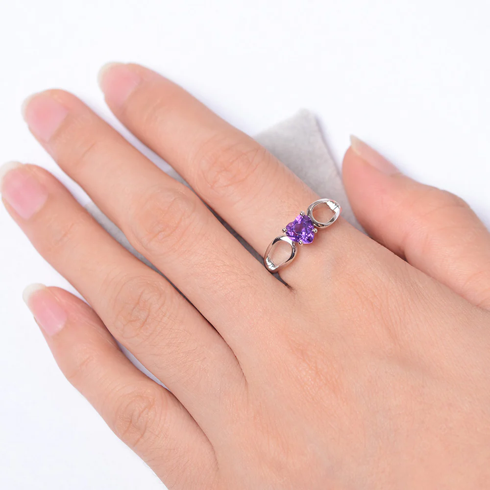 Heart Amethyst Ring Split Shank - Image 4