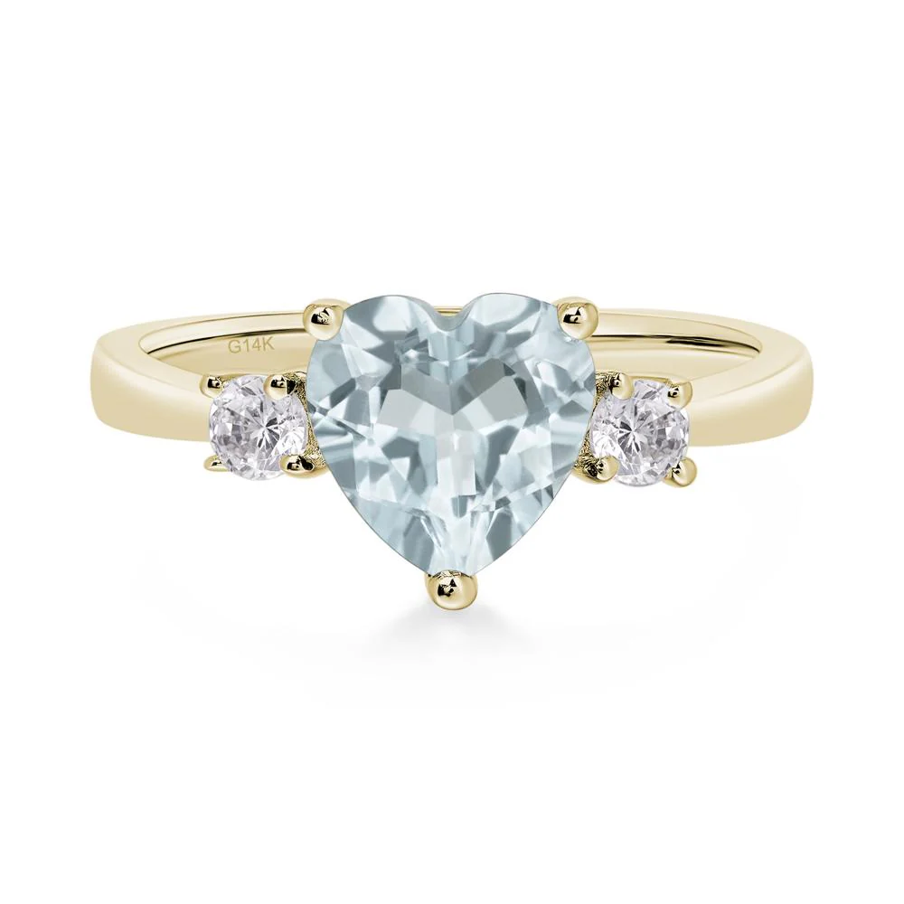 Aquamarine 3 Stone Heart Ring