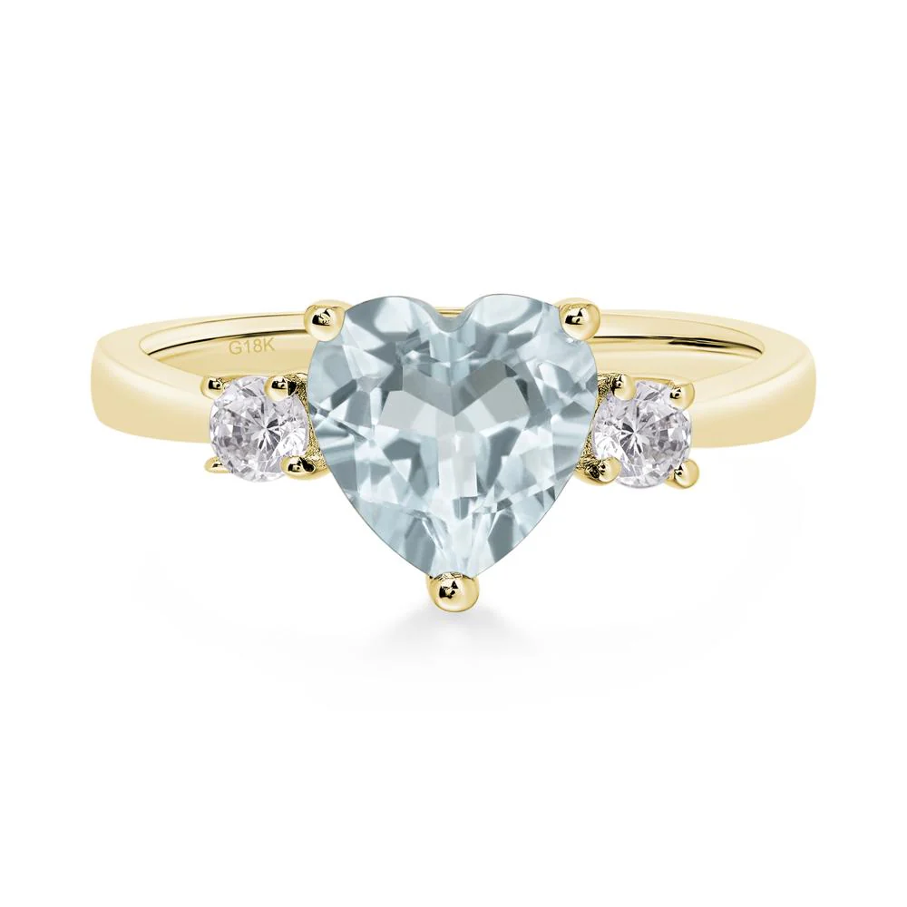 Aquamarine 3 Stone Heart Ring - Image 8