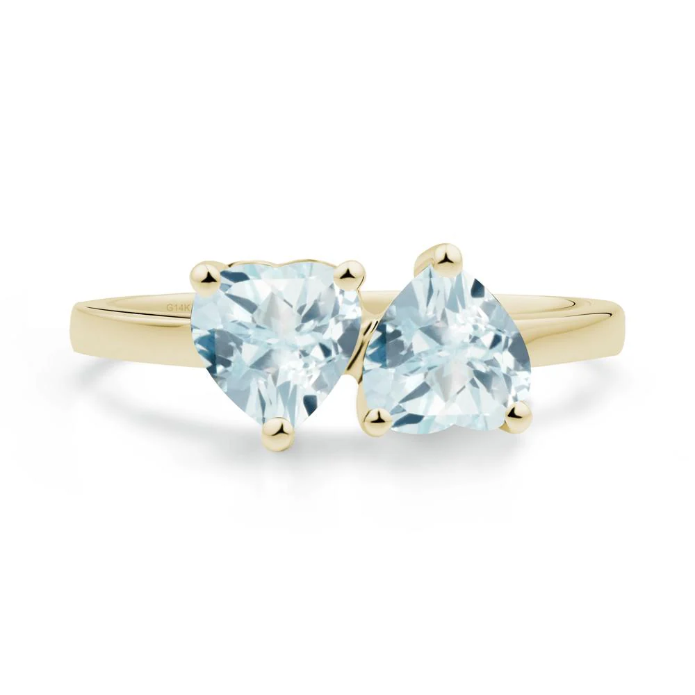 Heart Aquamarine Two Stone Ring