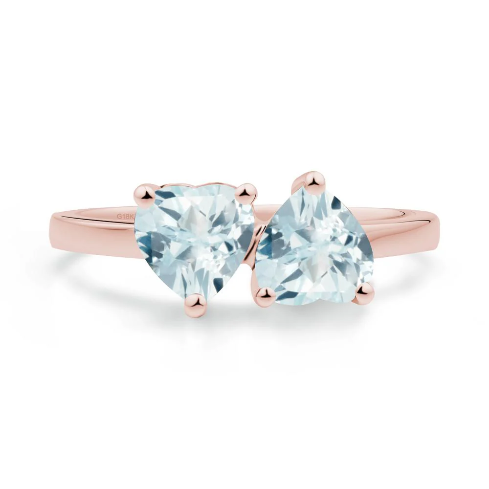 Heart Aquamarine Two Stone Ring - Image 3