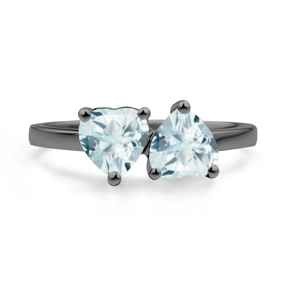 Heart Aquamarine Two Stone Ring - Image 4