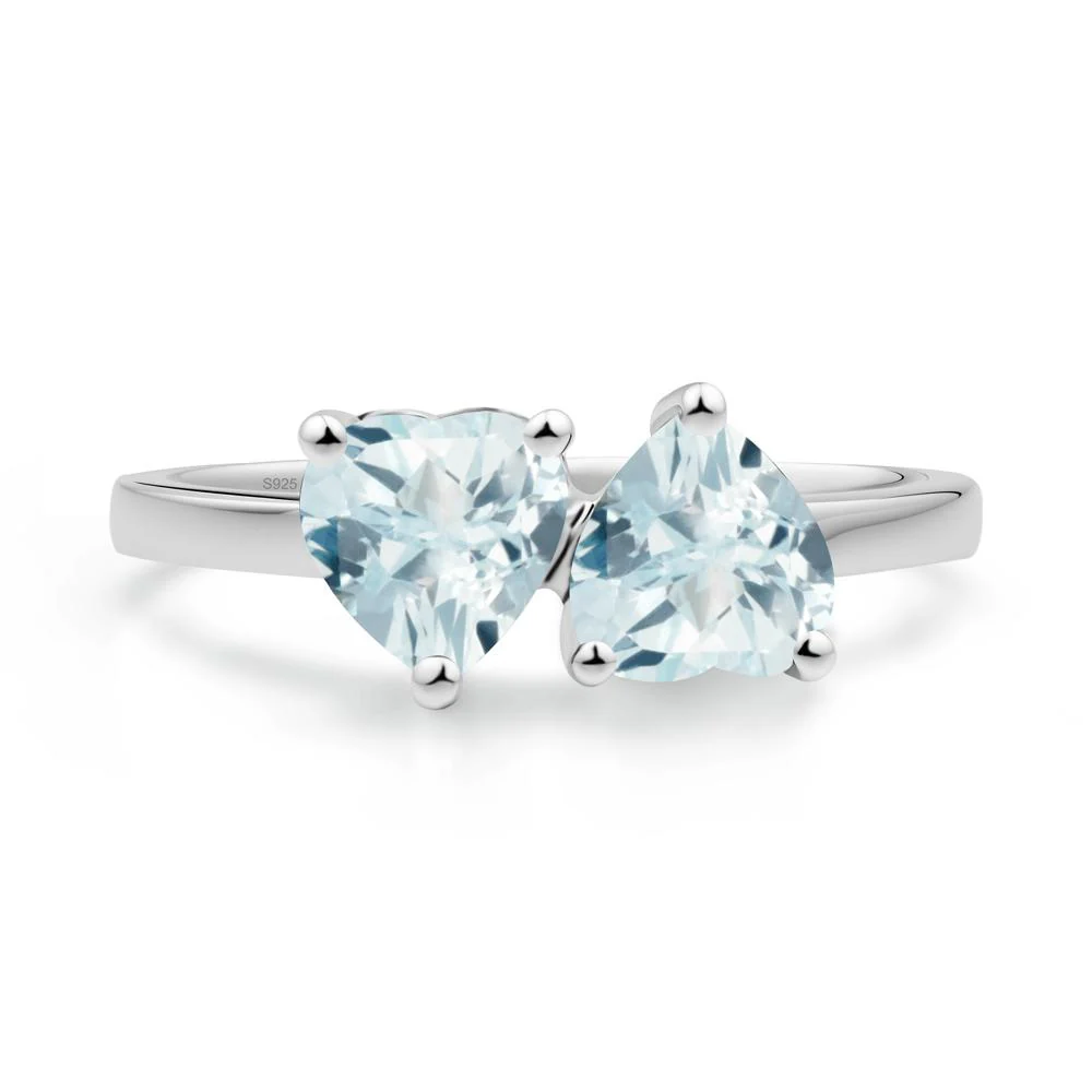 Heart Aquamarine Two Stone Ring - Image 6