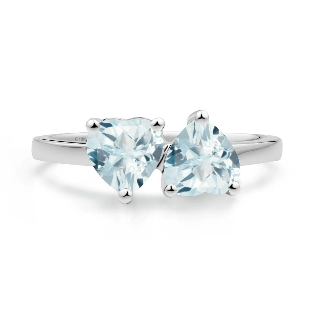 Heart Aquamarine Two Stone Ring - Image 8