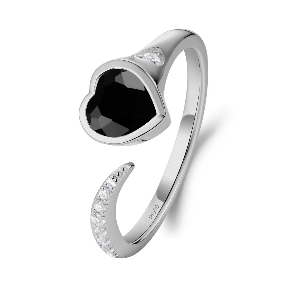 Heart Black Spinel Open Wrap Ring - Image 6