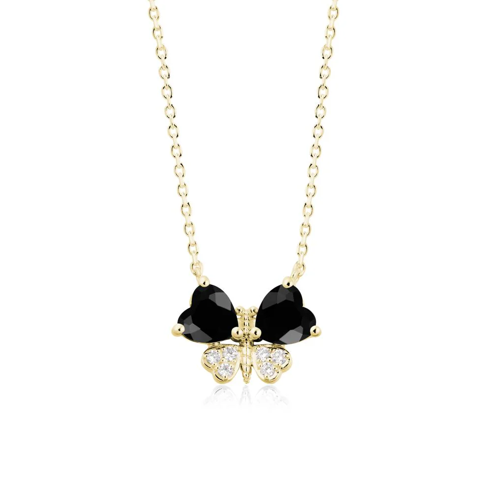 Heart Black Spinel Wings Butterfly Pendant Necklace - Image 6