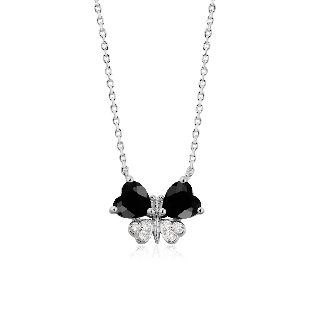 Heart Black Spinel Wings Butterfly Pendant Necklace - Image 8