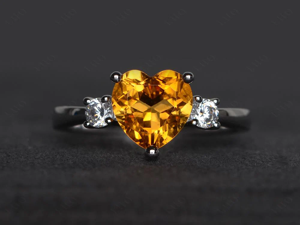 Citrine Three Stone Heart Ring - Image 10