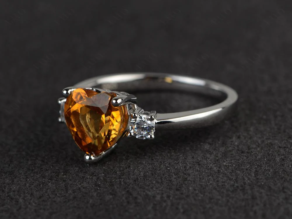Citrine Three Stone Heart Ring - Image 11