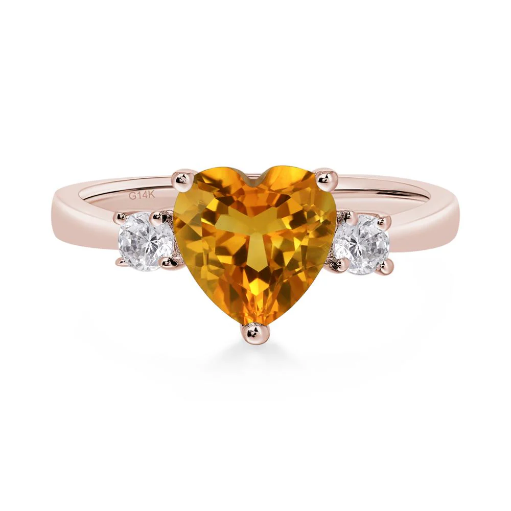Citrine Three Stone Heart Ring - Image 5