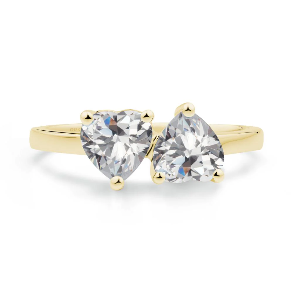 Heart Cubic Zirconia Two Stone Ring - Image 3