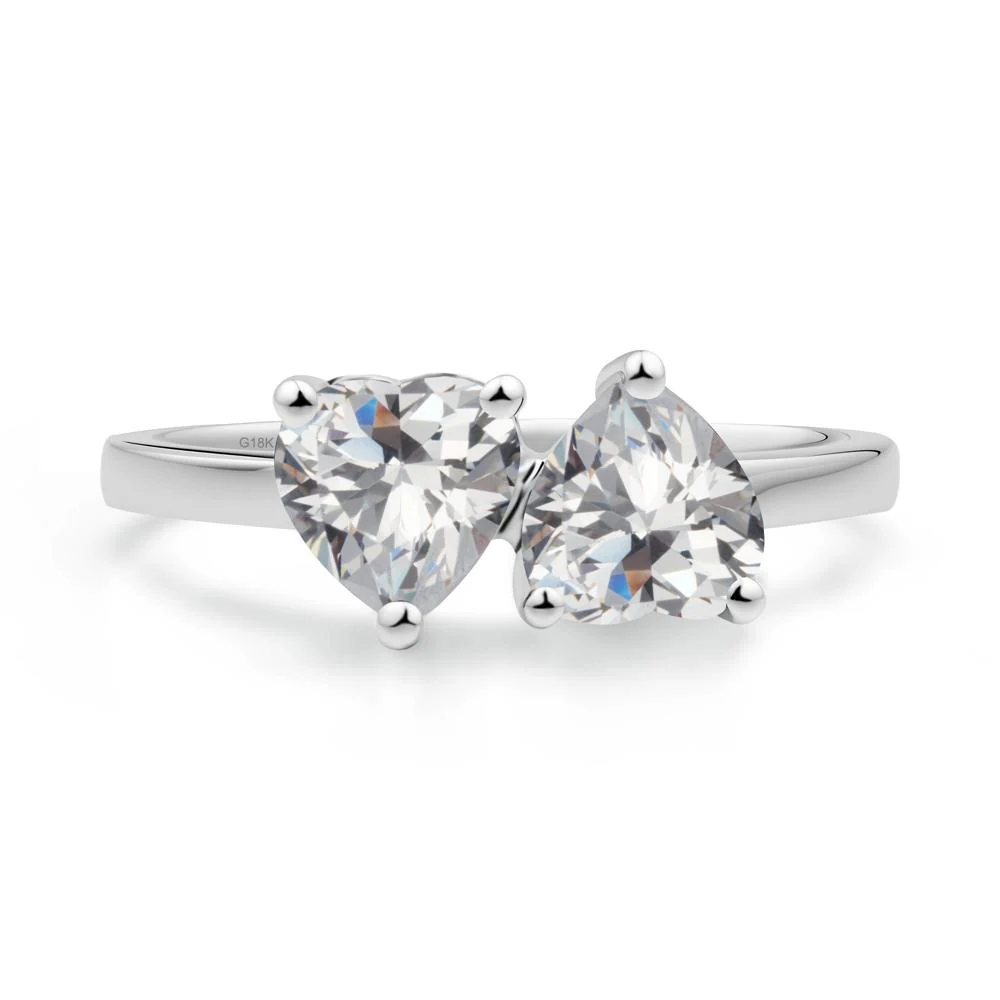 Heart Cubic Zirconia Two Stone Ring - Image 4