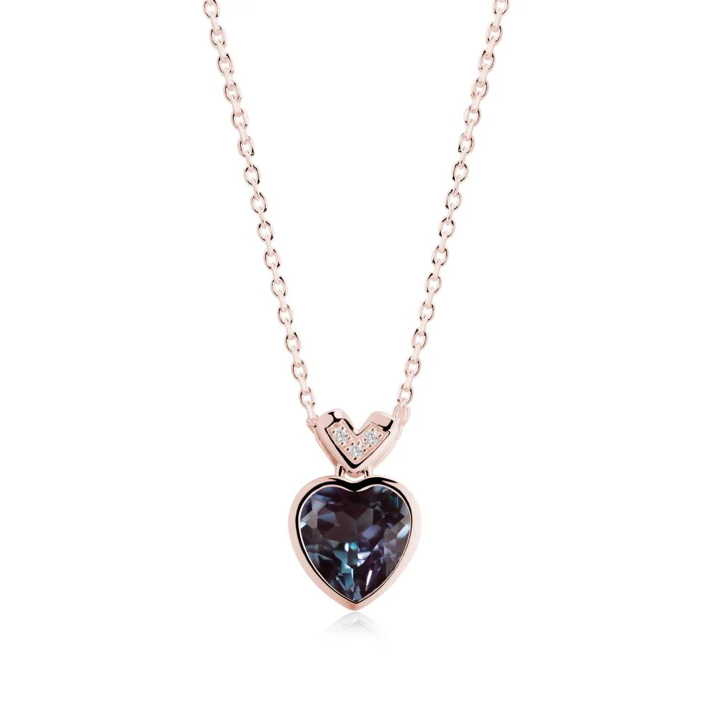 Heart-Cut Alexandrite Necklace with Chevron - Image 3