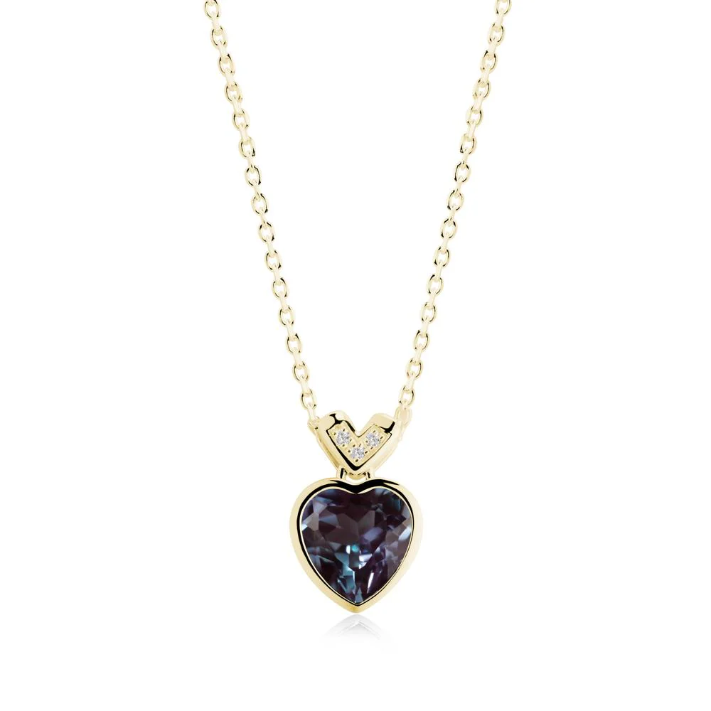 Heart-Cut Alexandrite Necklace with Chevron - Image 4