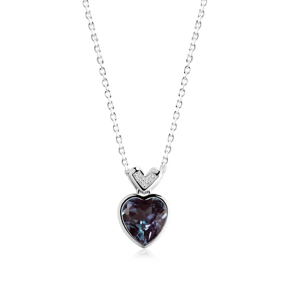 Heart-Cut Alexandrite Necklace with Chevron - Image 5