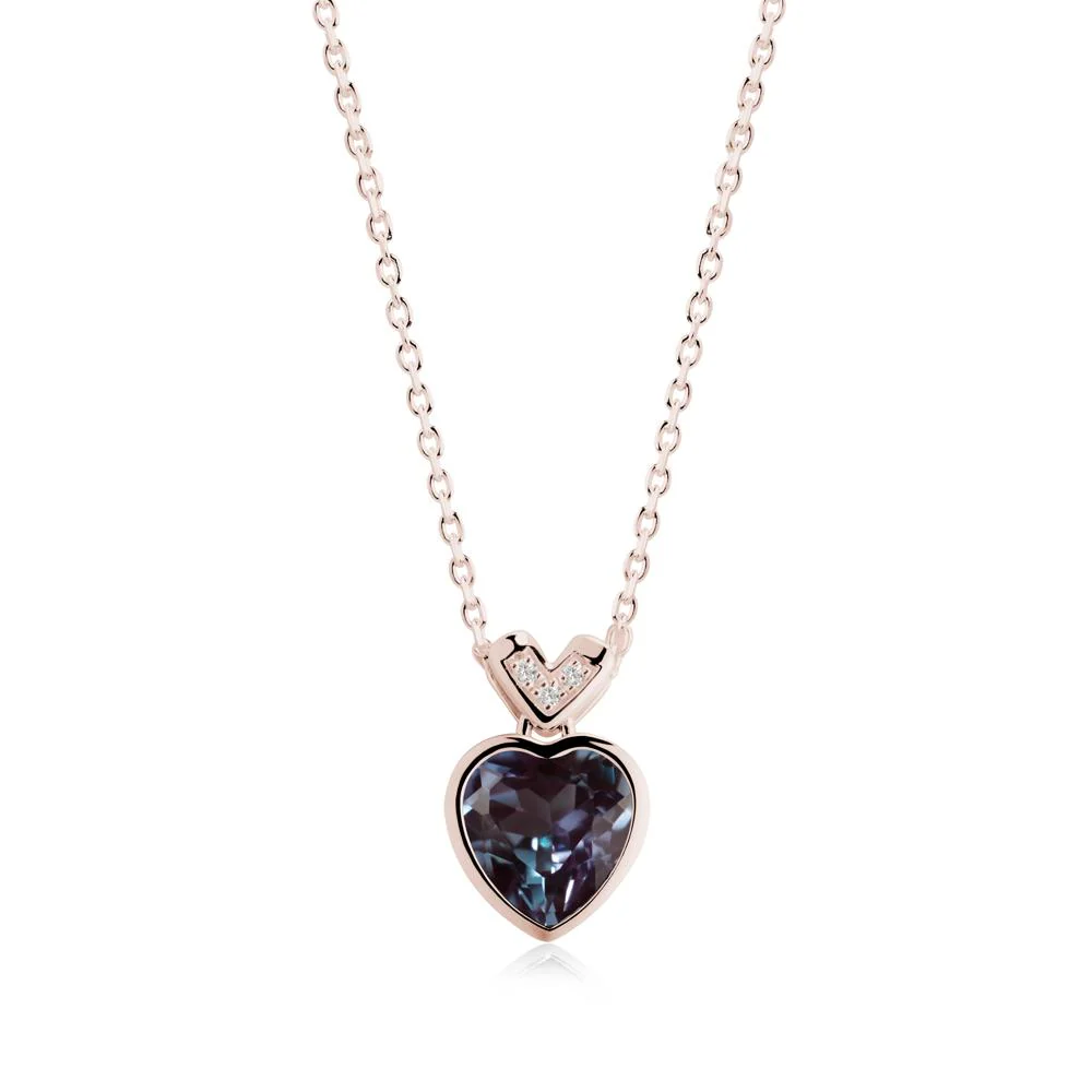Heart-Cut Alexandrite Necklace with Chevron - Image 6