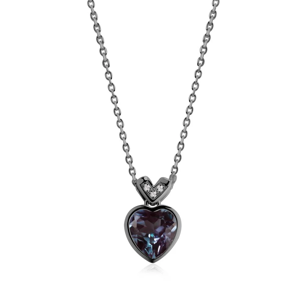 Heart-Cut Alexandrite Necklace with Chevron - Image 8