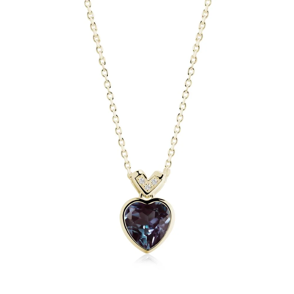 Heart-Cut Alexandrite Necklace with Chevron - Image 9