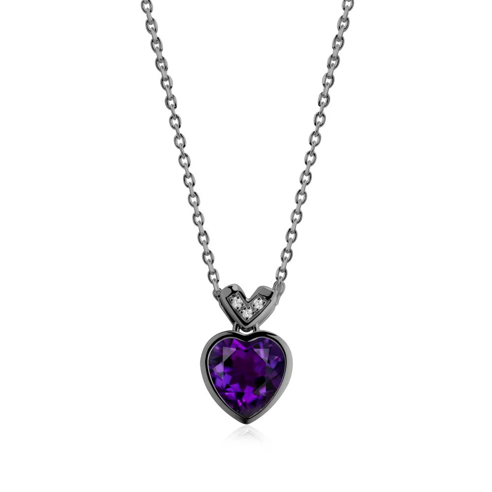 Heart-Cut Amethyst Necklace with Chevron - Image 2