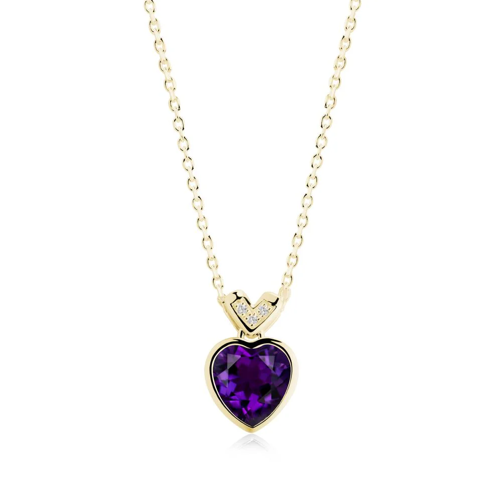 Heart-Cut Amethyst Necklace with Chevron - Image 4