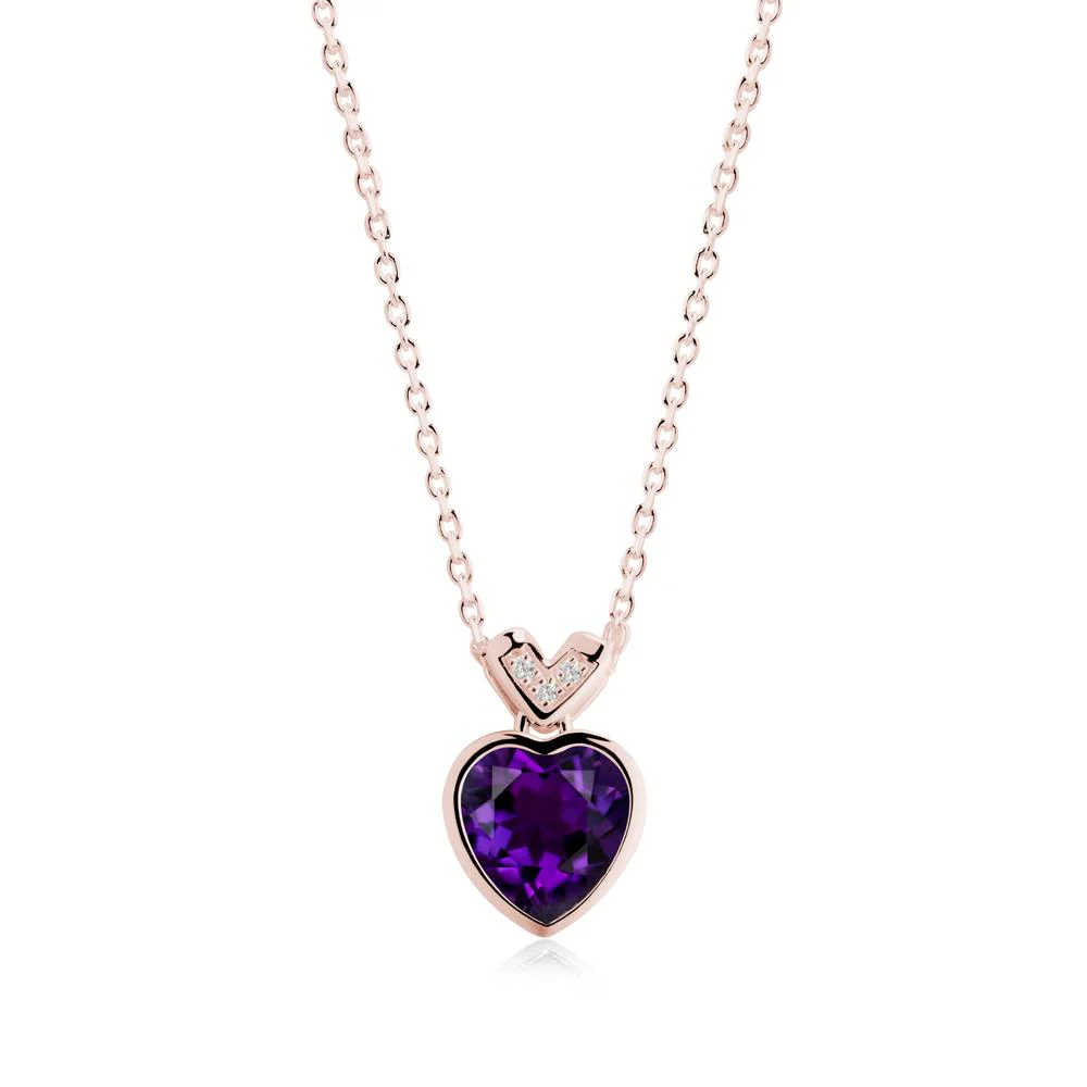 Heart-Cut Amethyst Necklace with Chevron - Image 5