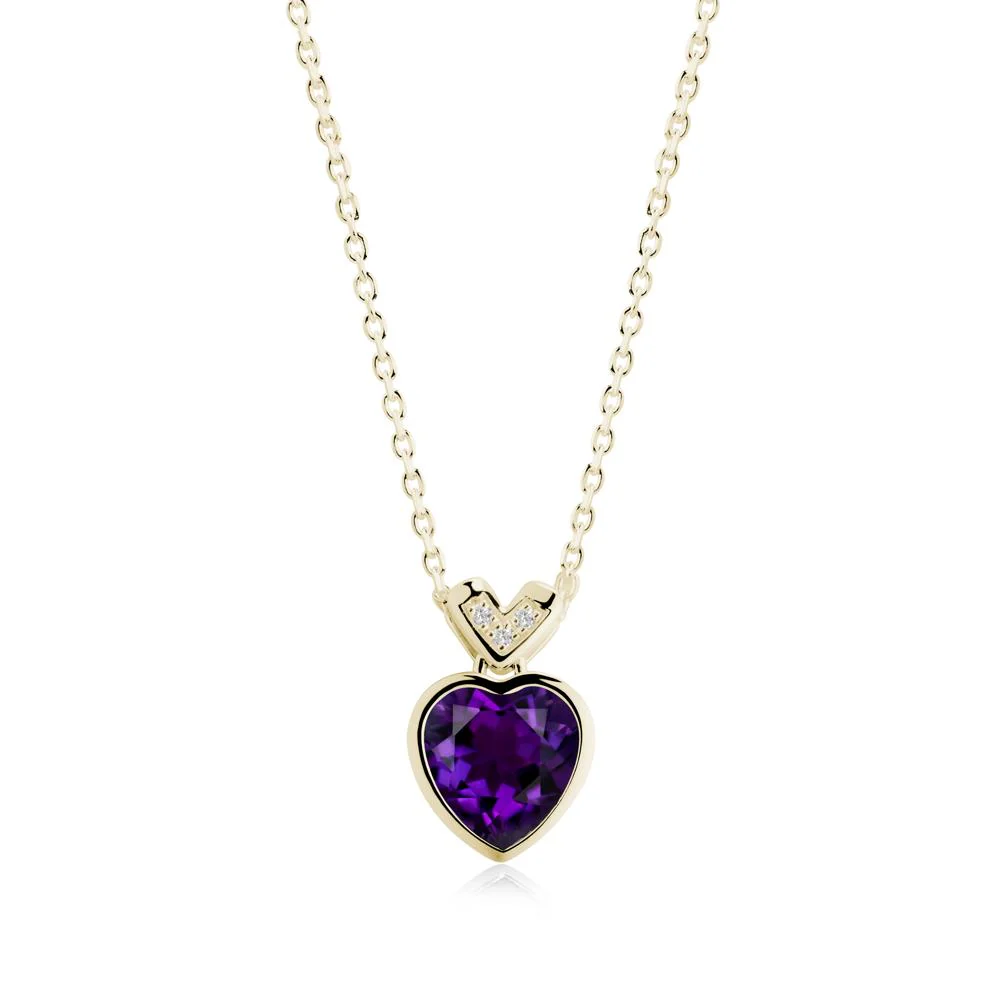 Heart-Cut Amethyst Necklace with Chevron - Image 6