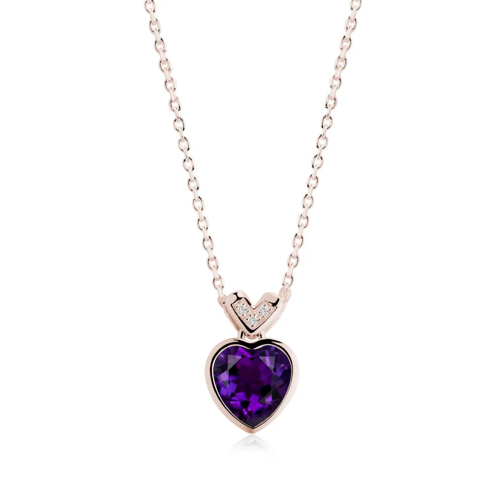 Heart-Cut Amethyst Necklace with Chevron - Image 7