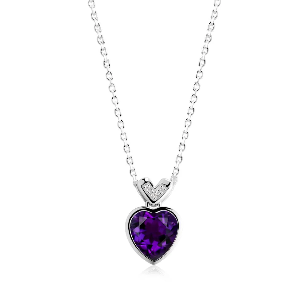 Heart-Cut Amethyst Necklace with Chevron - Image 8