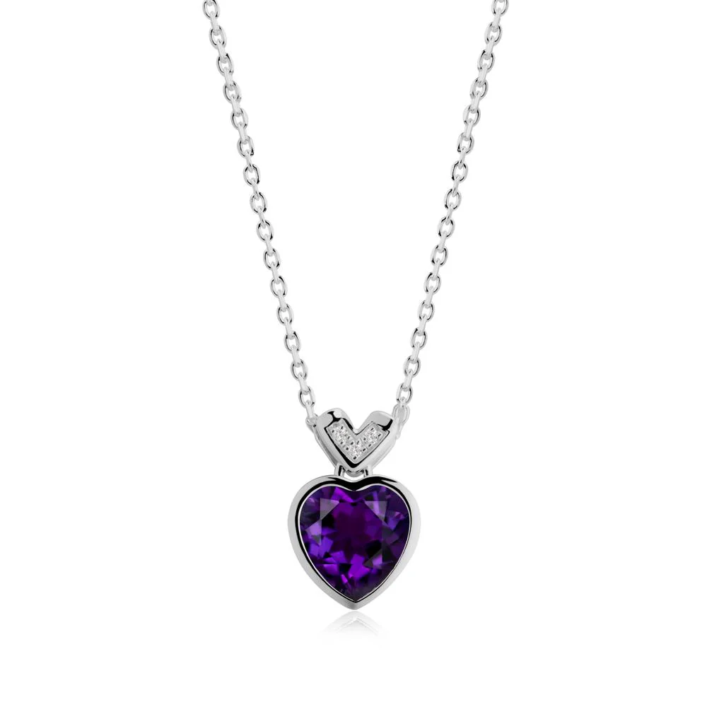 Heart-Cut Amethyst Necklace with Chevron - Image 9