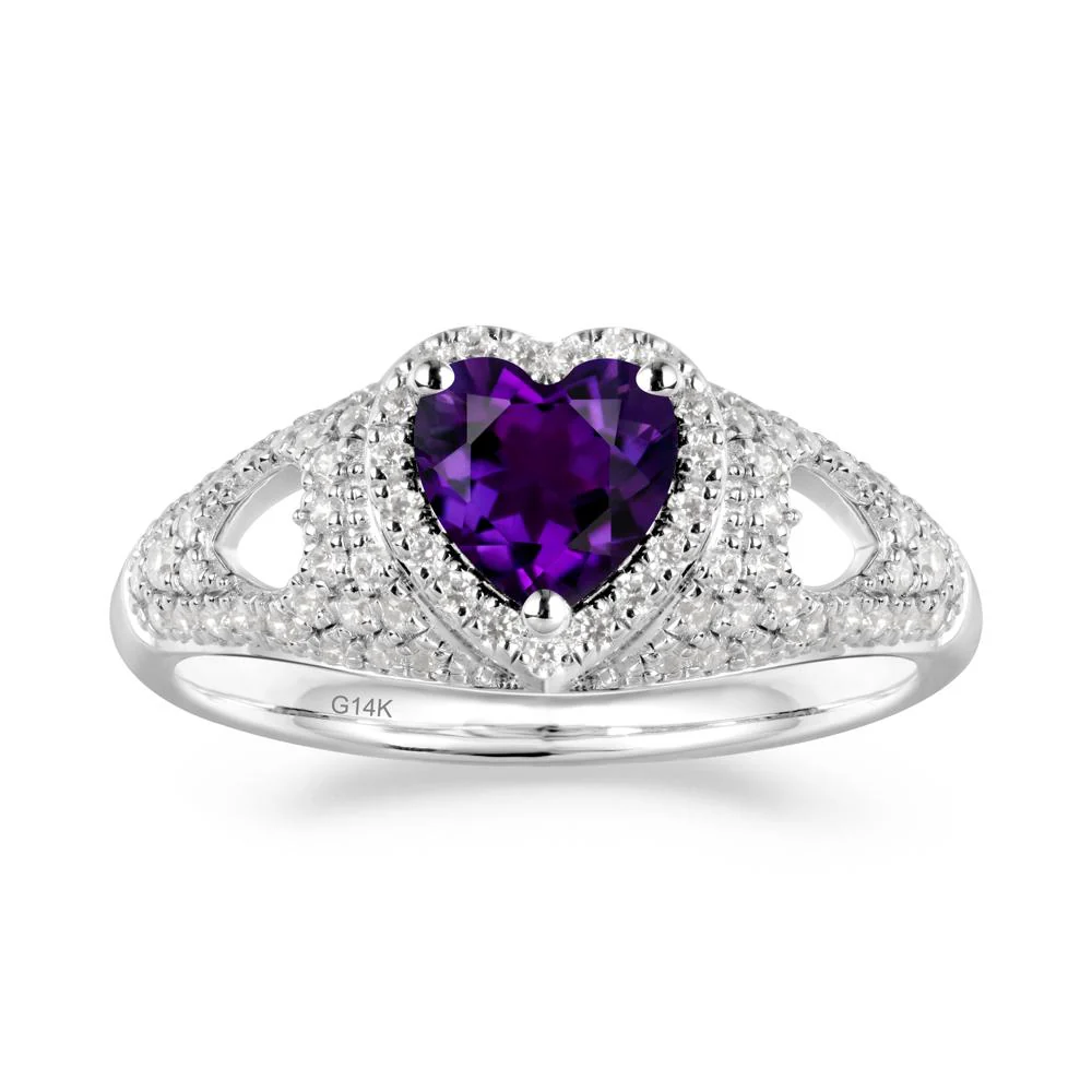 Heart Cut Amethyst Pave Ring - Image 6