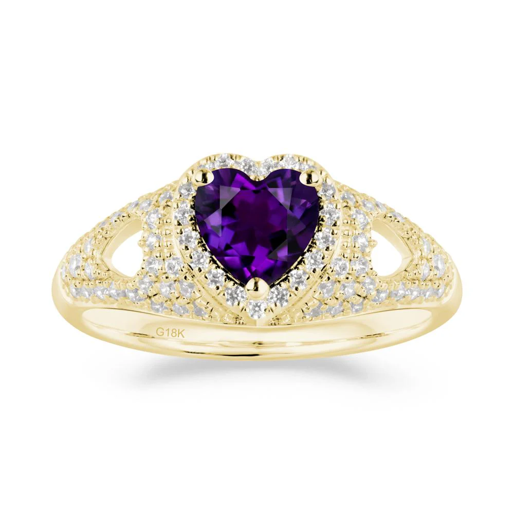 Heart Cut Amethyst Pave Ring - Image 7