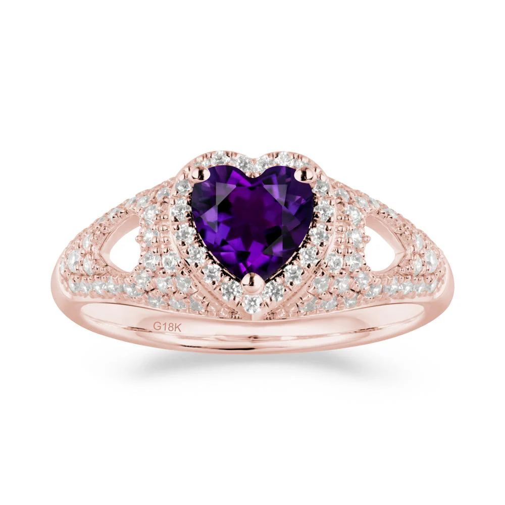 Heart Cut Amethyst Pave Ring - Image 8