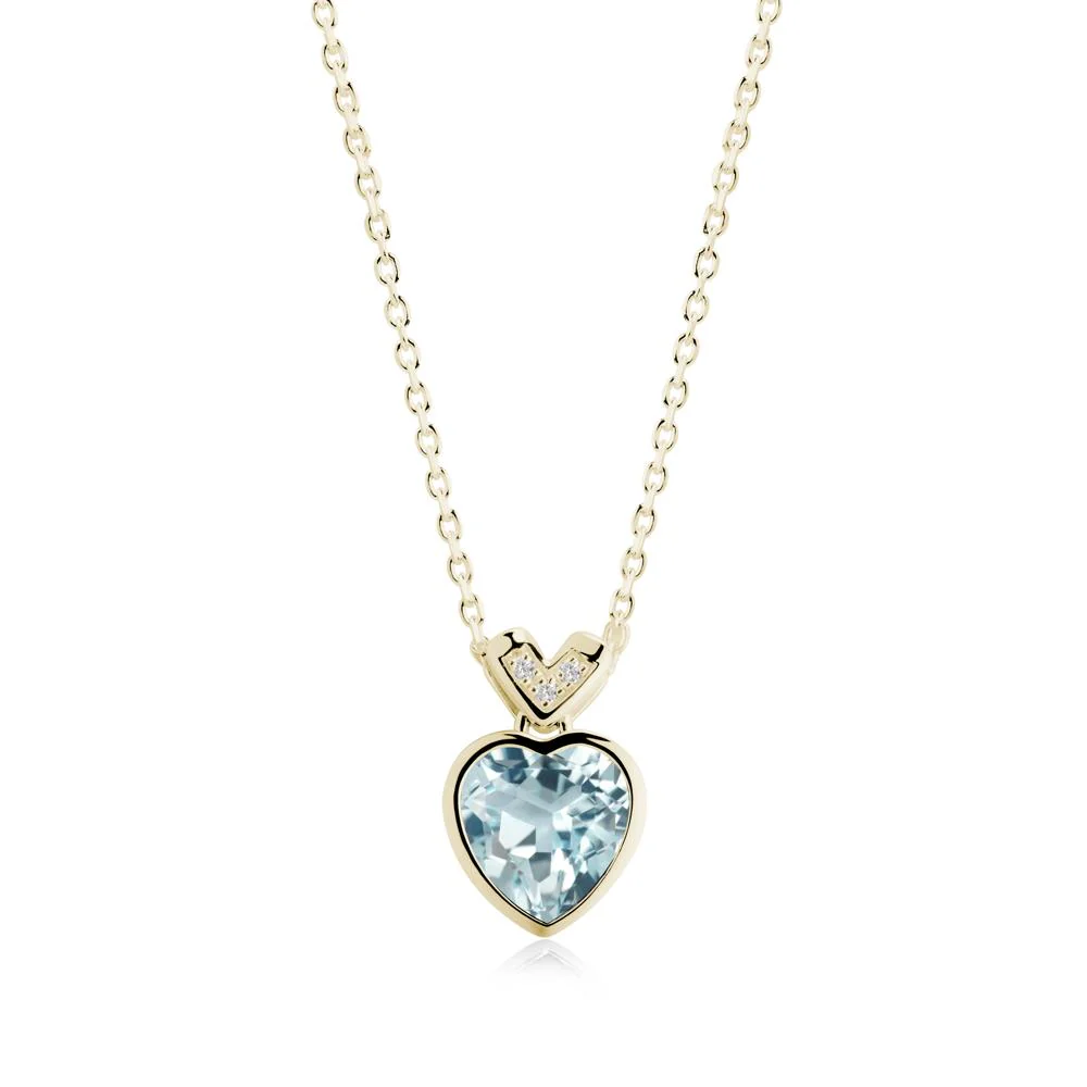 Heart-Cut Aquamarine Necklace with Chevron