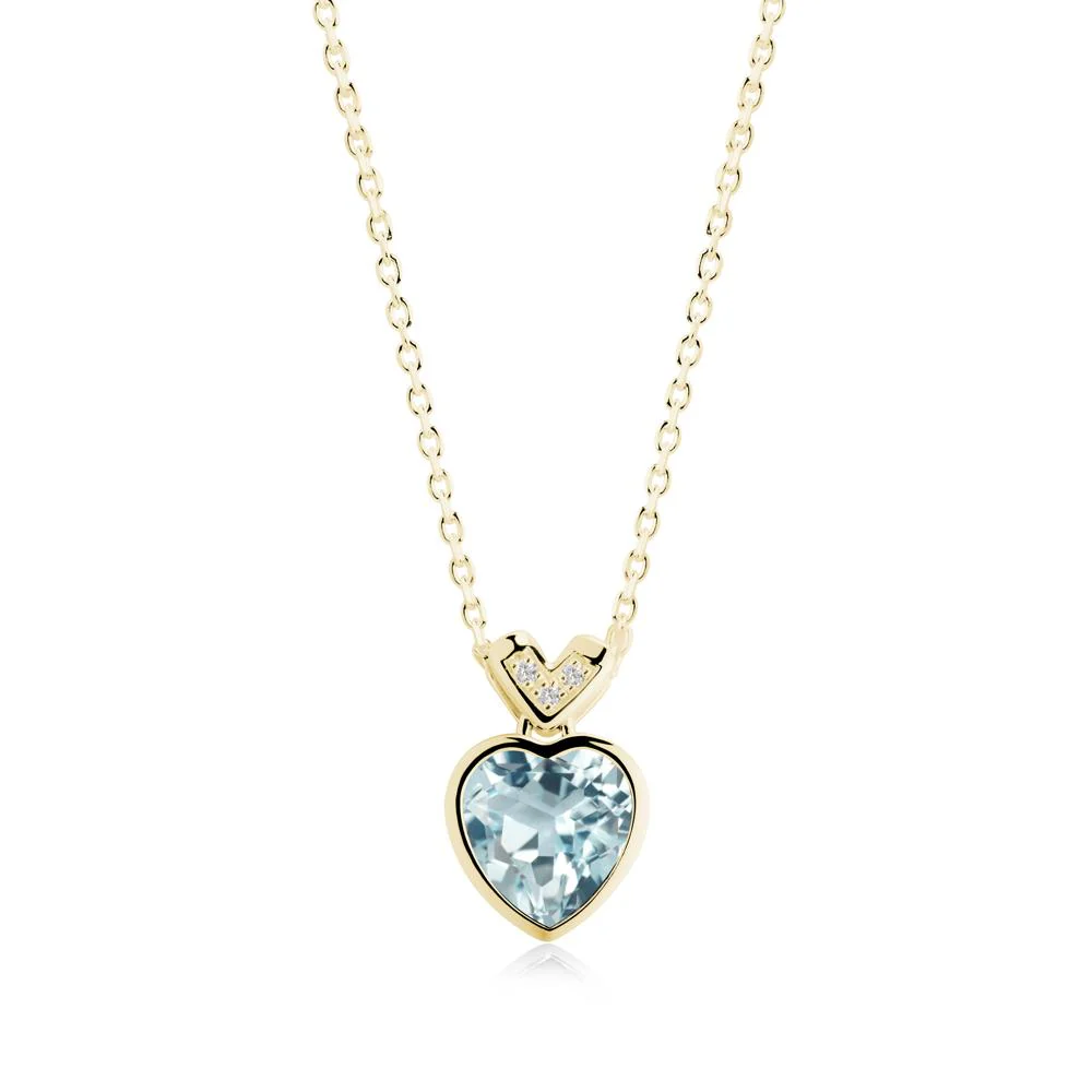 Heart-Cut Aquamarine Necklace with Chevron - Image 2