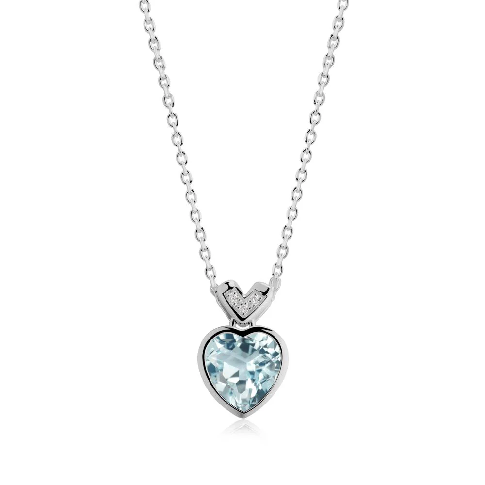 Heart-Cut Aquamarine Necklace with Chevron - Image 3