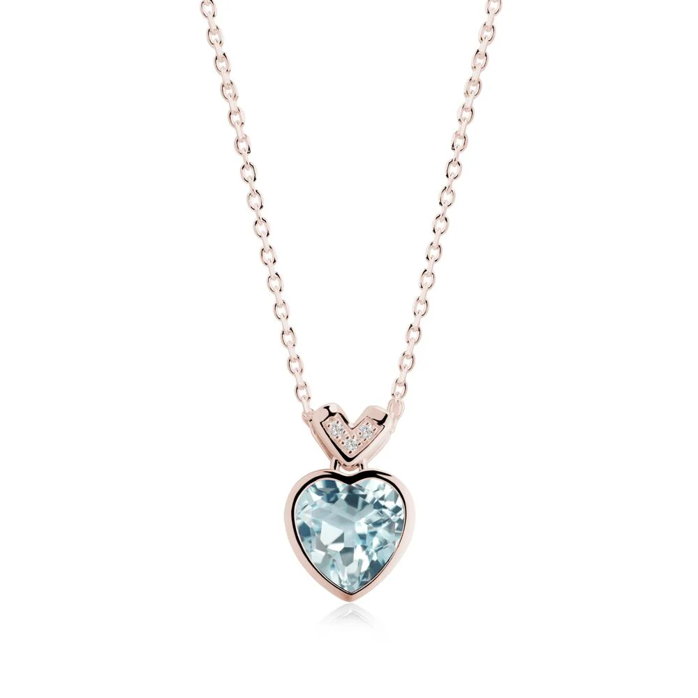 Heart-Cut Aquamarine Necklace with Chevron - Image 4