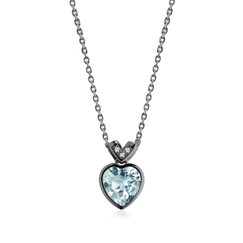 Heart-Cut Aquamarine Necklace with Chevron - Image 5