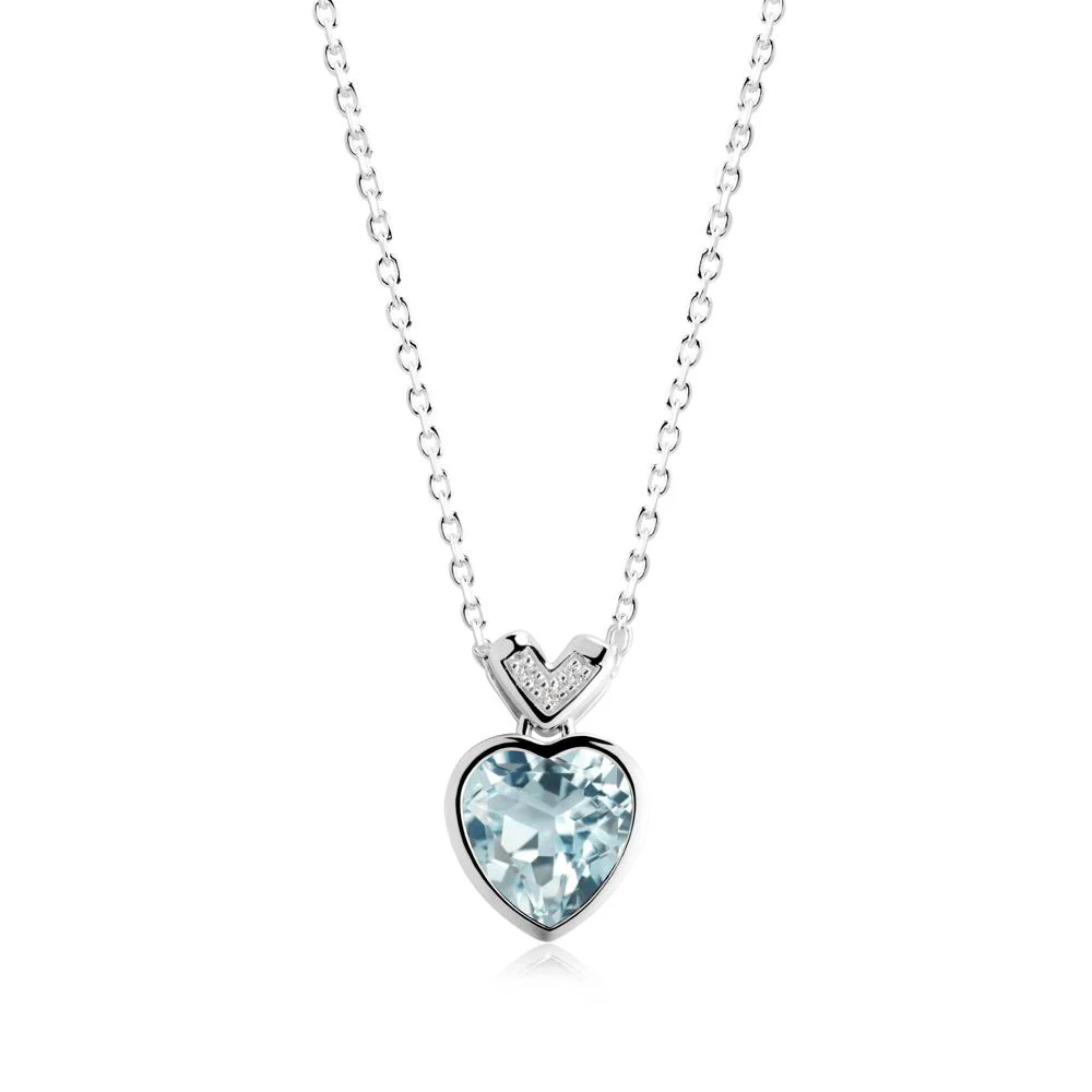 Heart-Cut Aquamarine Necklace with Chevron - Image 6