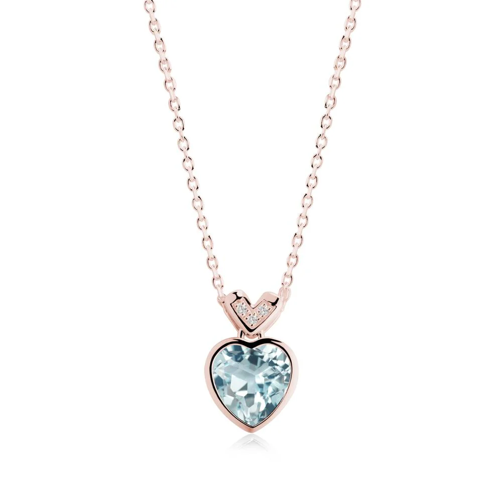 Heart-Cut Aquamarine Necklace with Chevron - Image 9