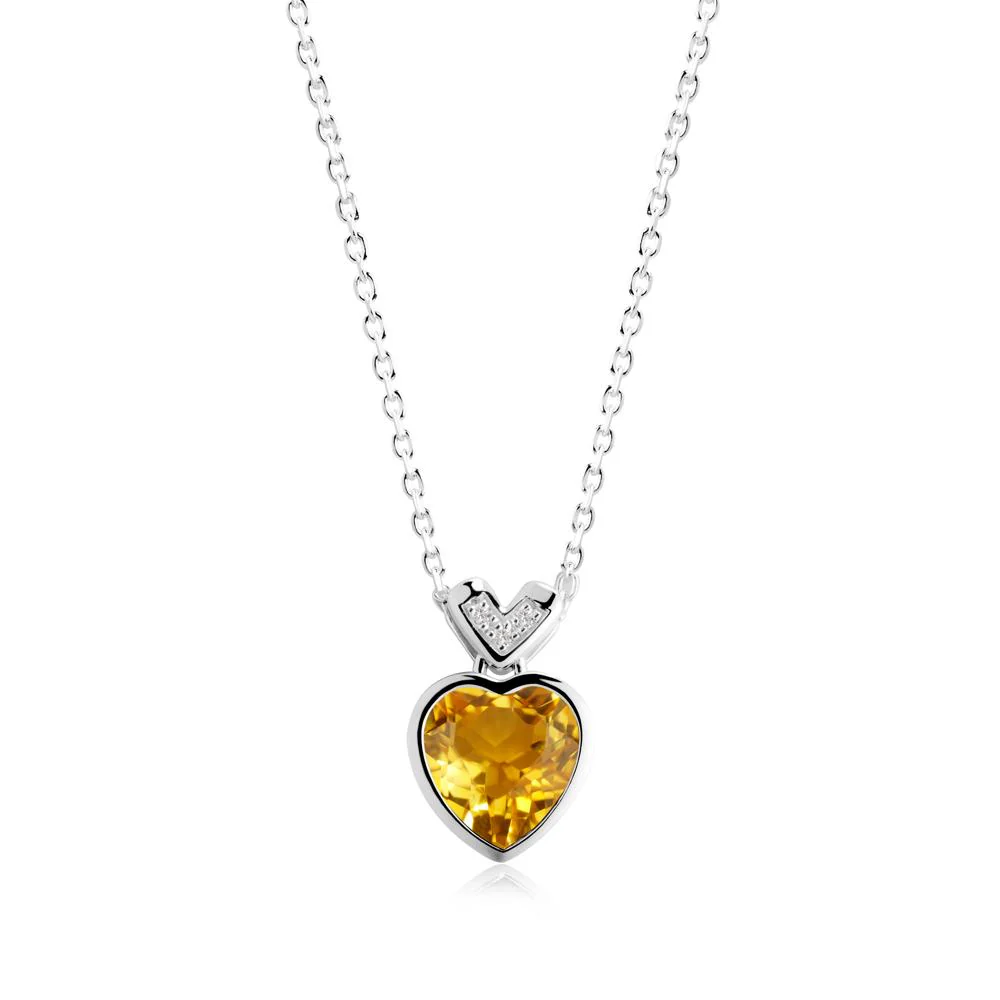 Heart-Cut Citrine Necklace with Chevron - Image 2