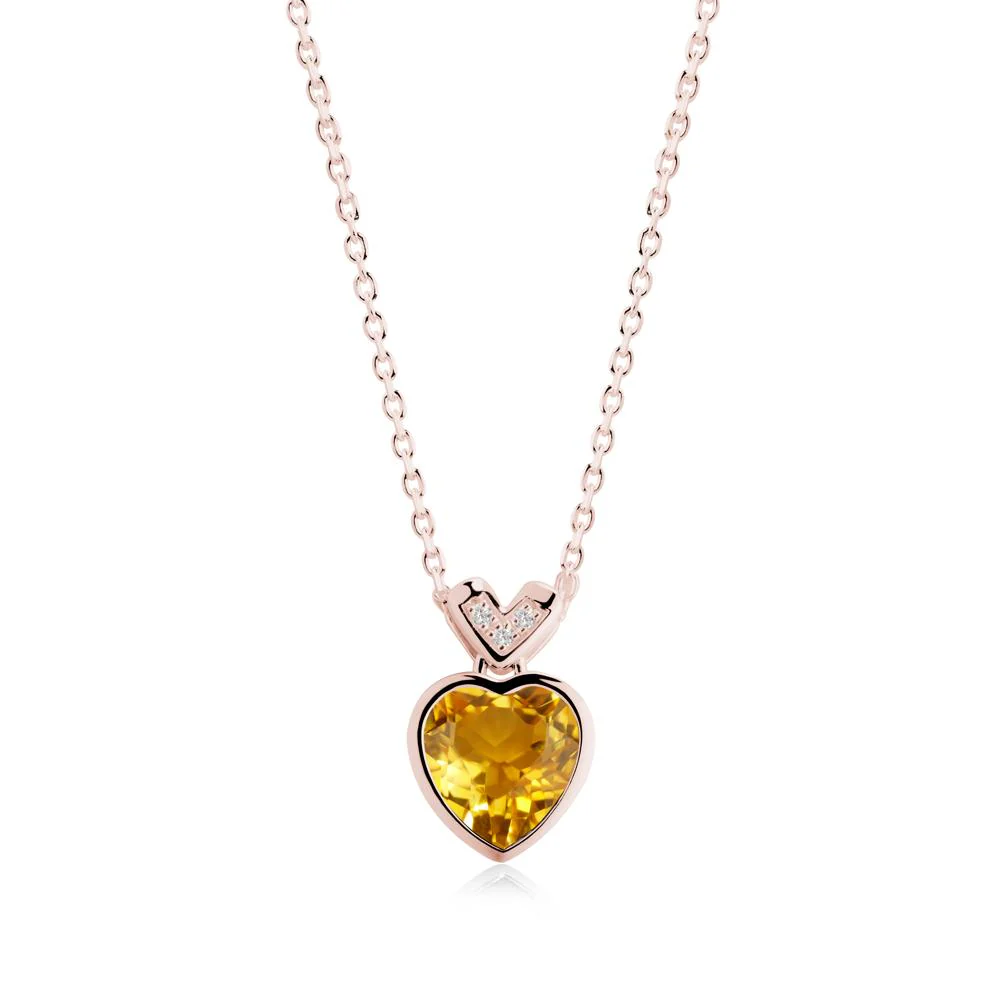 Heart-Cut Citrine Necklace with Chevron - Image 9
