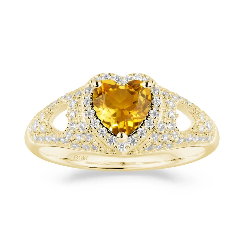 Heart Cut Citrine Pave Ring - Image 3