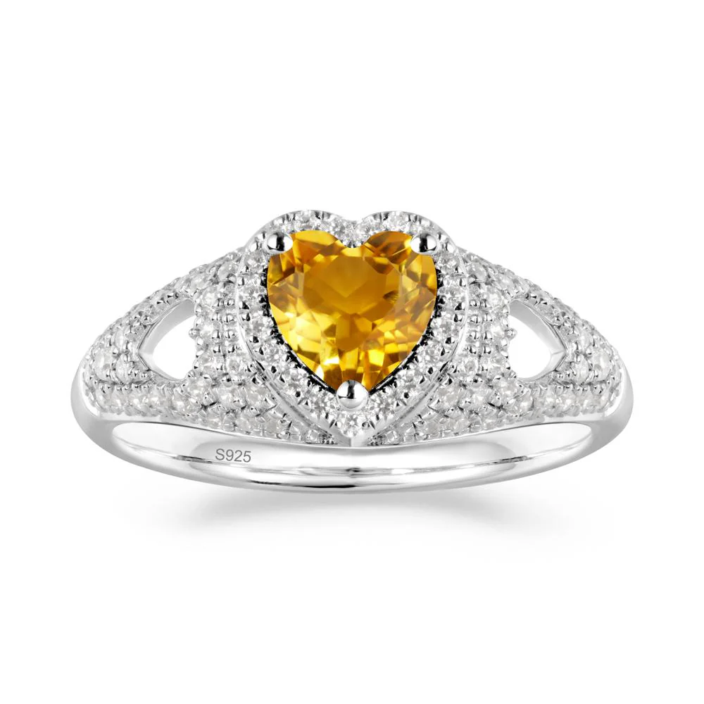 Heart Cut Citrine Pave Ring - Image 5