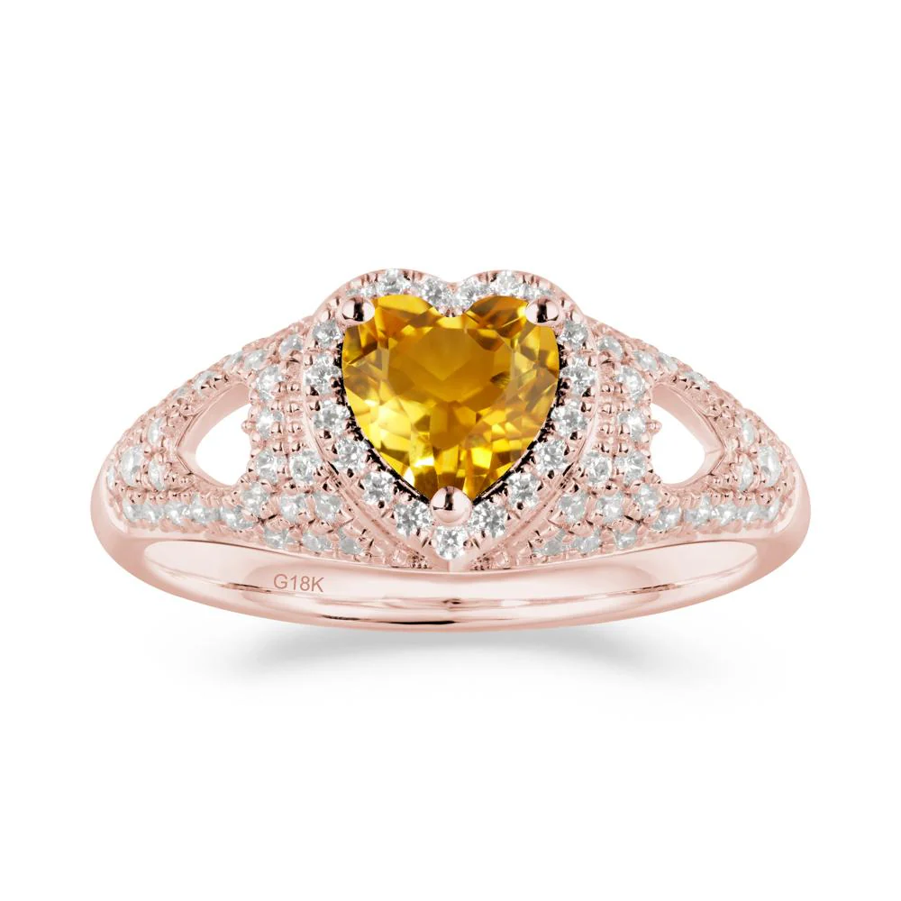 Heart Cut Citrine Pave Ring - Image 7