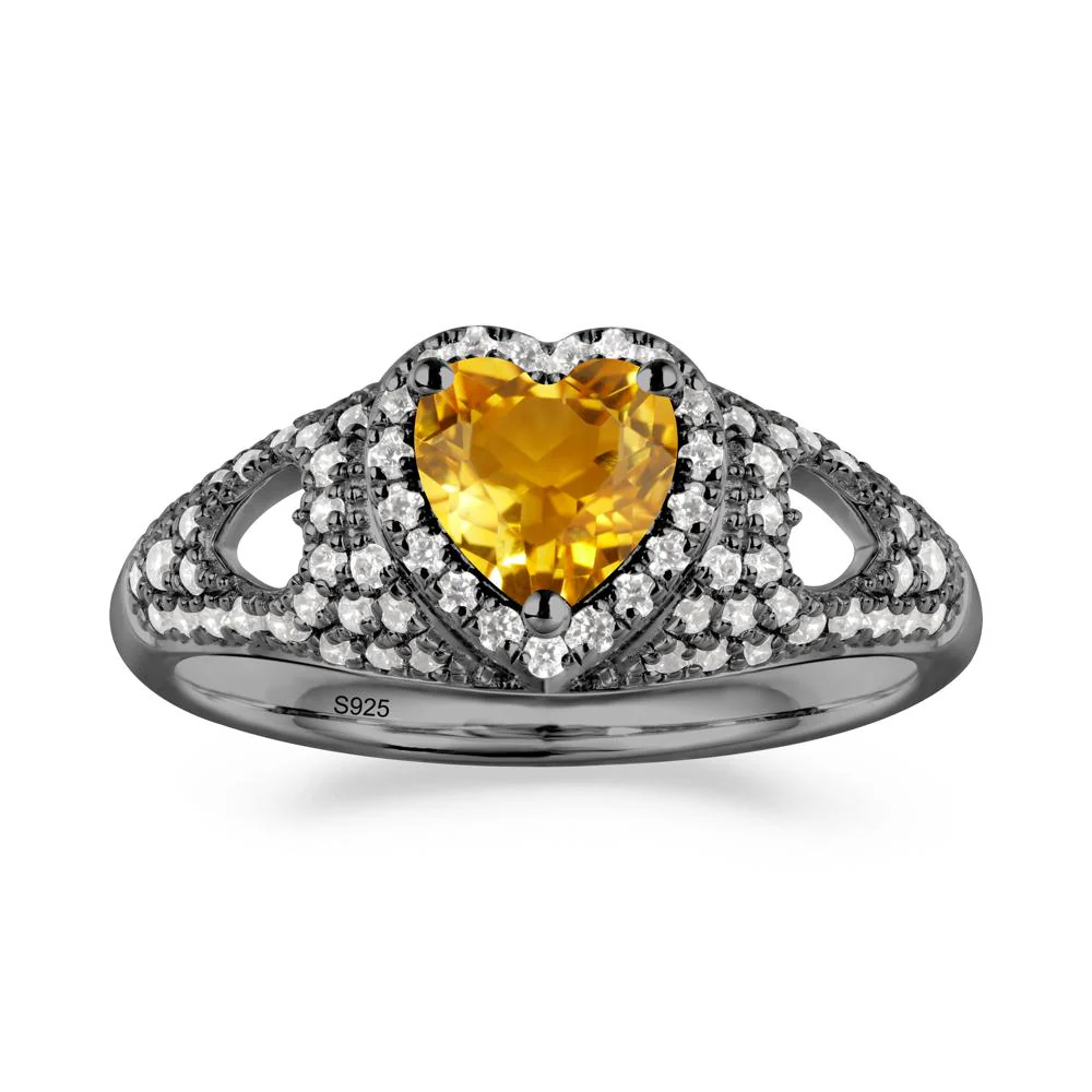 Heart Cut Citrine Pave Ring - Image 9