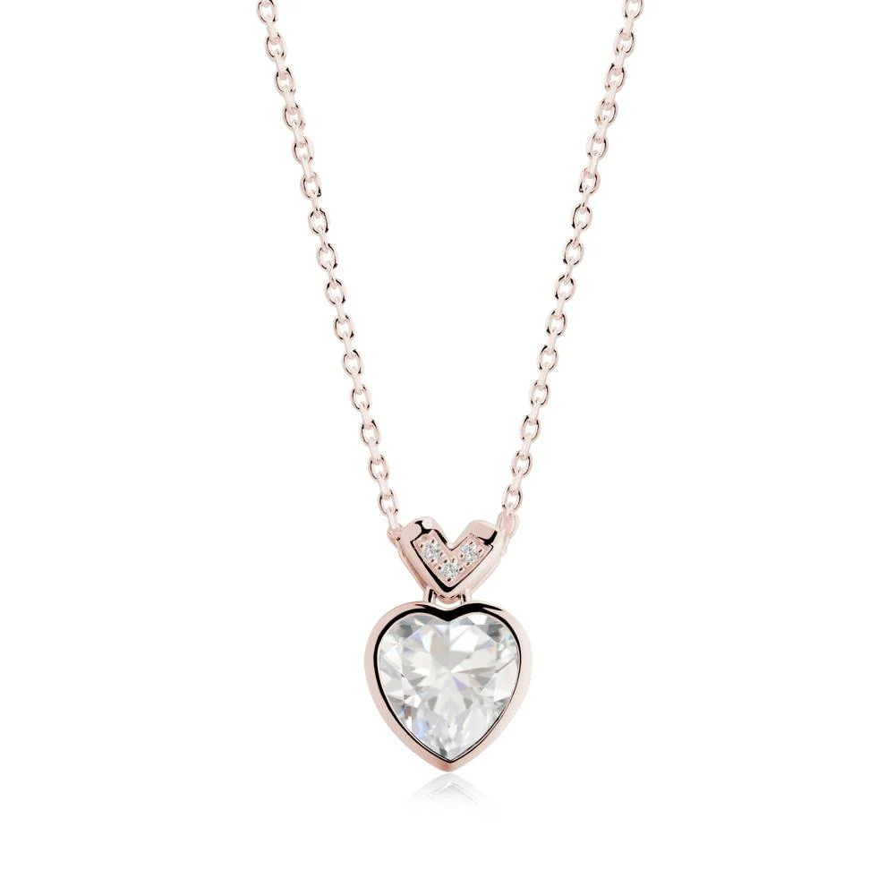 Heart-Cut Cubic Zirconia Necklace with Chevron