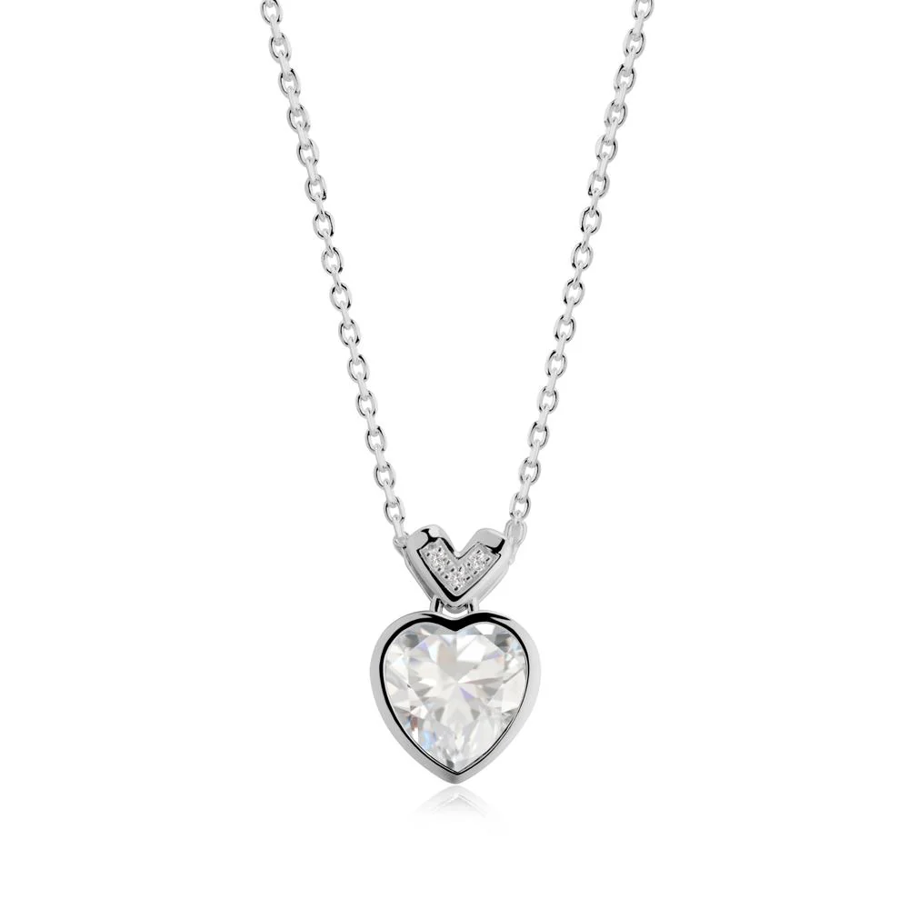 Heart-Cut Cubic Zirconia Necklace with Chevron - Image 2
