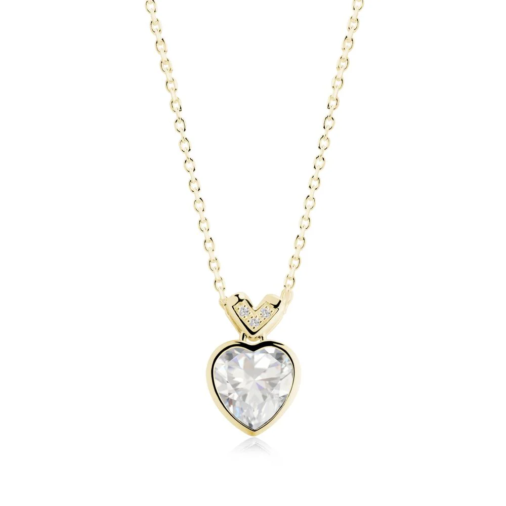 Heart-Cut Cubic Zirconia Necklace with Chevron - Image 3