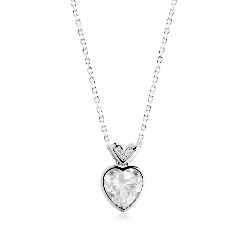 Heart-Cut Cubic Zirconia Necklace with Chevron - Image 6